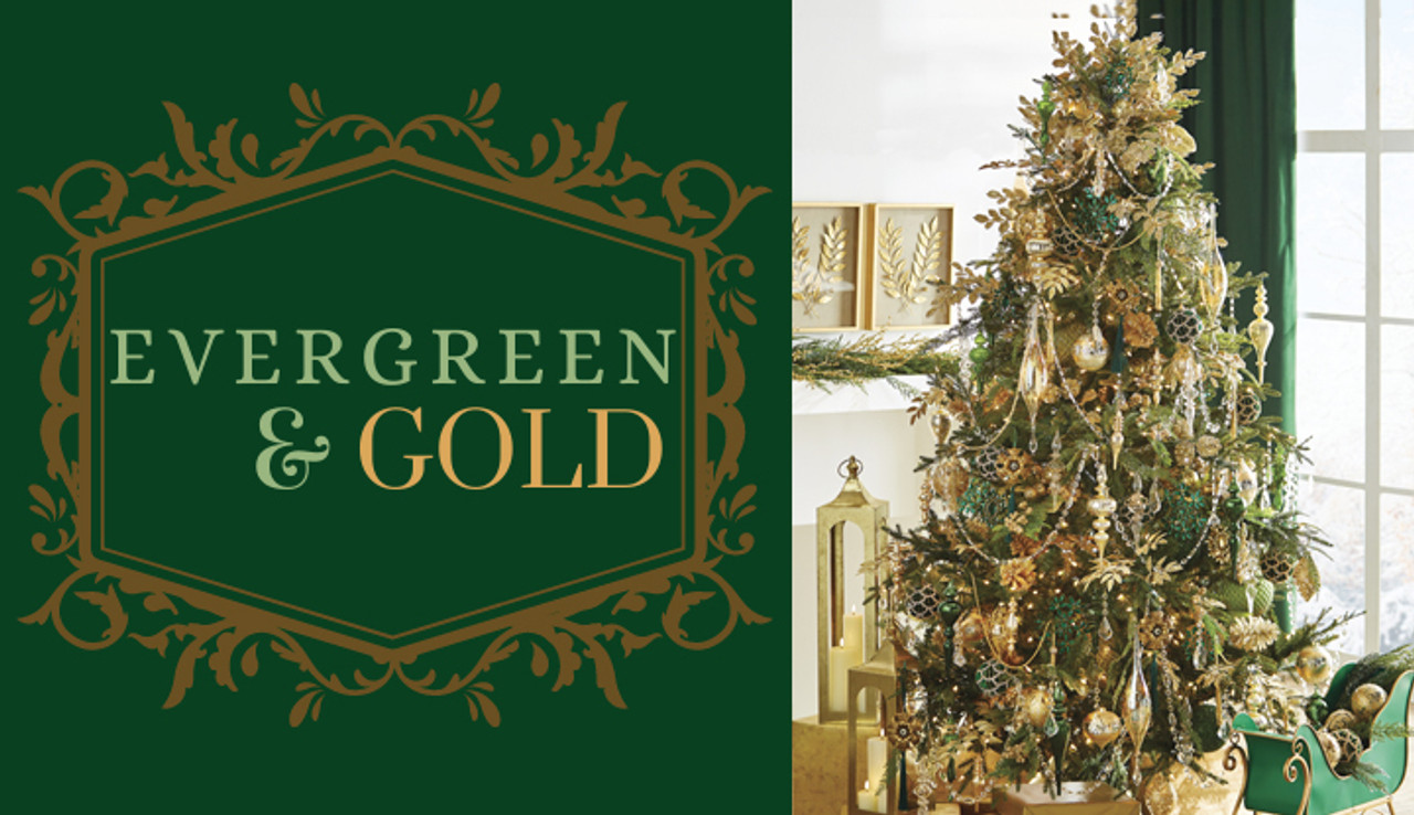 Raz Imports Evergreen and Gold Green Christmas Tree Decor Raz 2022